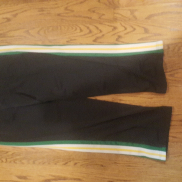 CHAMPION men's size Medium jogging pants black w/ green, white & yellow side tri - Picture 3 of 7